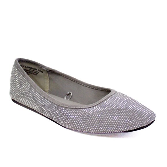 London Fog Cailin Bedazzled Ballet Flats Grey Women's Size 8.5 Wide - Picture 1 of 11